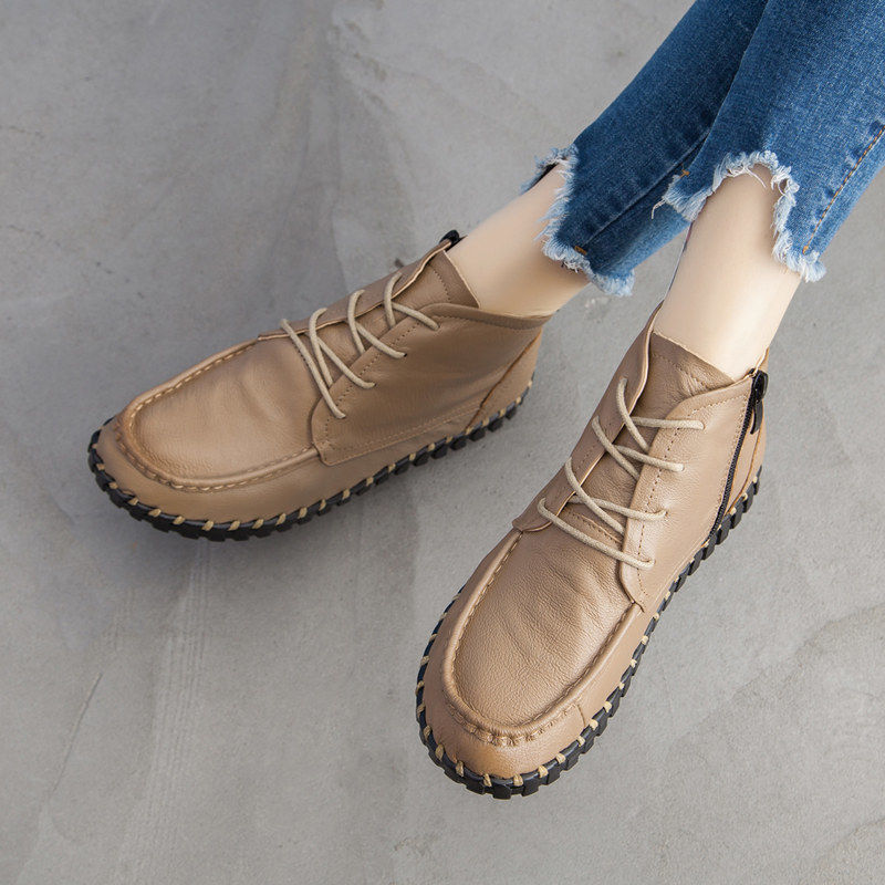 Women'S Shoes Water Resistant - Real Leather Boots Women's Autumn Lace