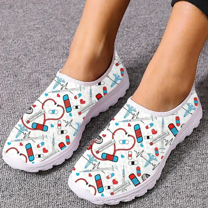 Women'S Shoes For Tennis - Nursing Stethoscope Medical Supplies Pattern Mesh