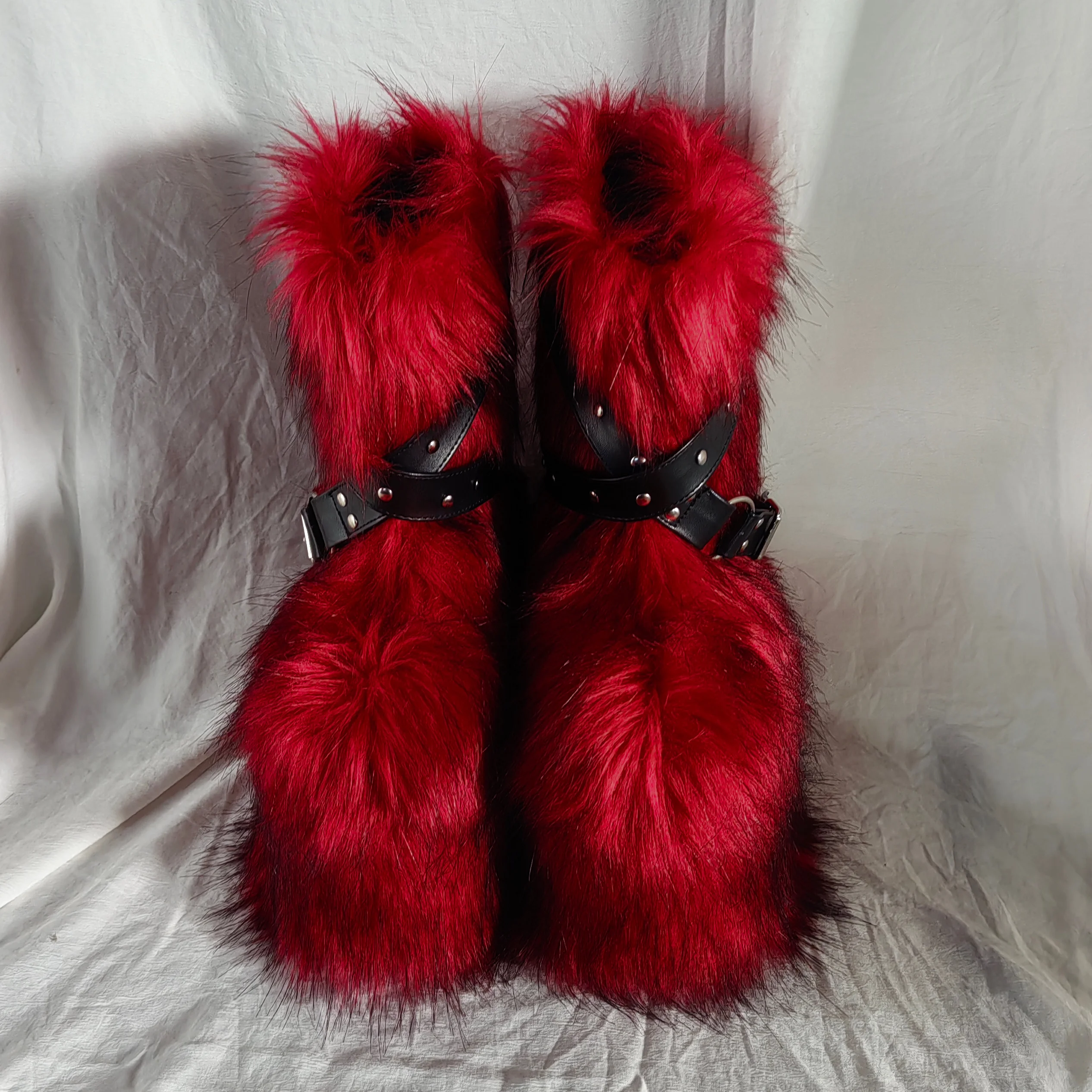 Red Fur Thick-Soled Cross-Buck - Women'S Shoes Red Bottoms ulasan dan harga