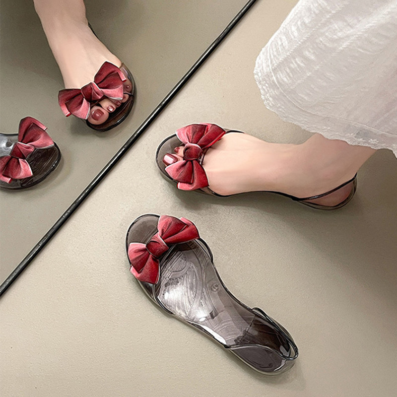 Korean Bowknot Transparent PVC - Women'S Shoes Water Resistant ulasan dan harga