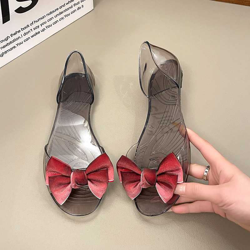 Korean Bowknot Transparent PVC - Women'S Shoes Water Resistant ulasan dan harga