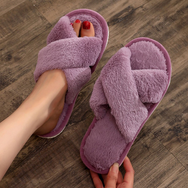 Autumn Winter Fluffy Fur Slipp - Women Shoes For Winter ulasan dan harga